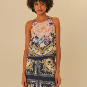 conjunto regata estampada lenço de inverno